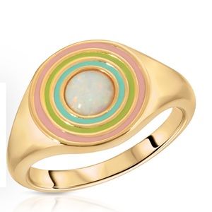 Elizabeth Stone opal rainbow ring